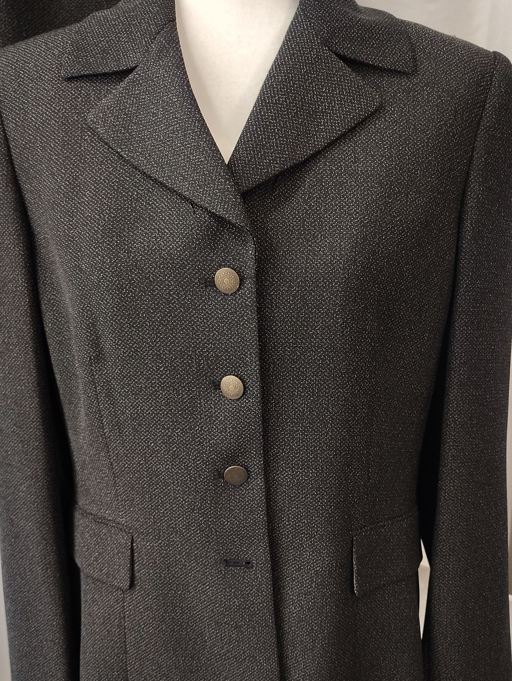 Le Suit Charcoal Textured Button-Front Blazer